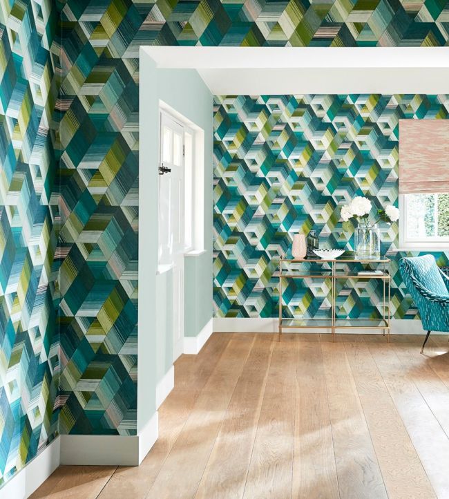 Arccos Wallpaper - Emerald/Blush - HMWF111970 - Harlequin