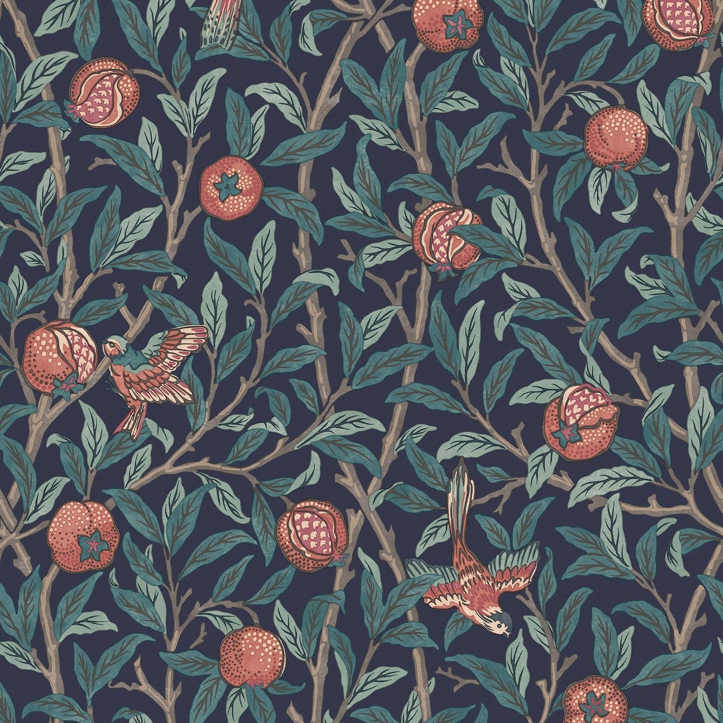 Bird & Pomegranate Wallpaper - Navy Blue - 124259 - William Morris AH