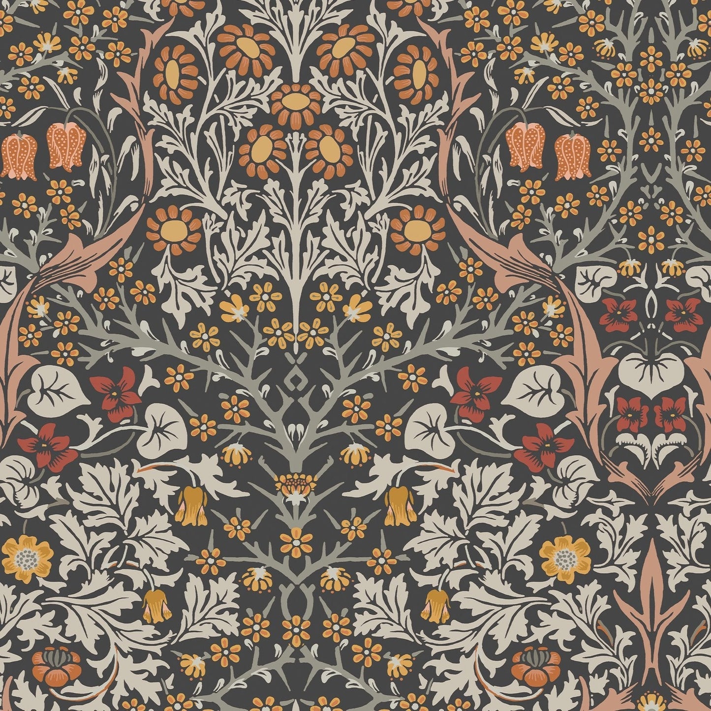Blackthorn Wallpaper - Charcoal & Burnt Orange - 124250 - William Morris AH