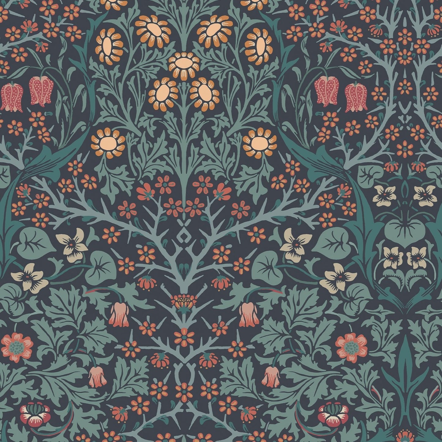 Blackthorn Wallpaper - Navy - 124251 - William Morris AH