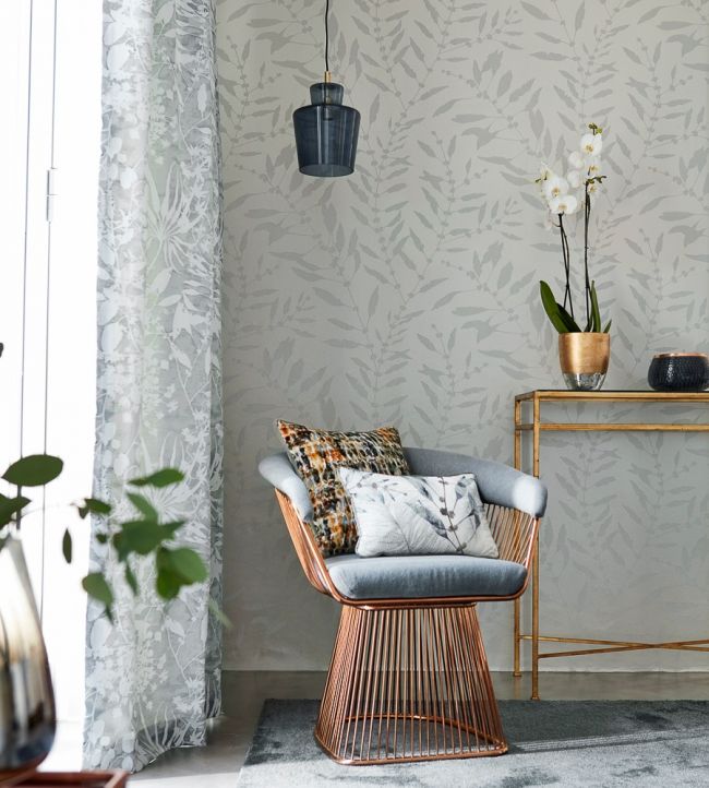 Chaconia Shimmer Wallpaper - Sand - HANZ111659 - Harlequin