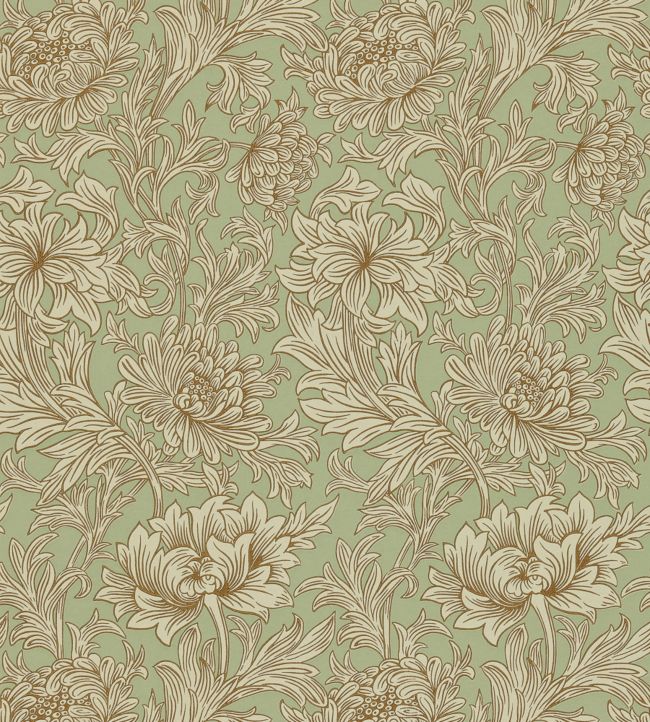 Chrysanthemum Toile Wallpaper - Eggshell/Gold - 210418 - Morris & Co