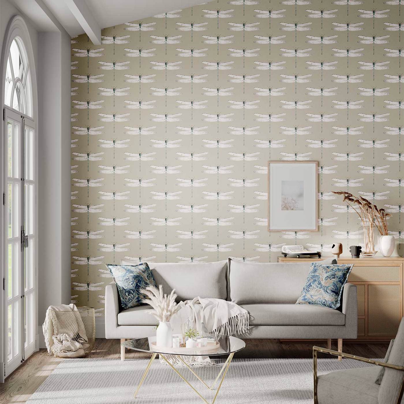 Demoiselle Wallpaper - Jute/Slate - HGAT111241 - Harlequin