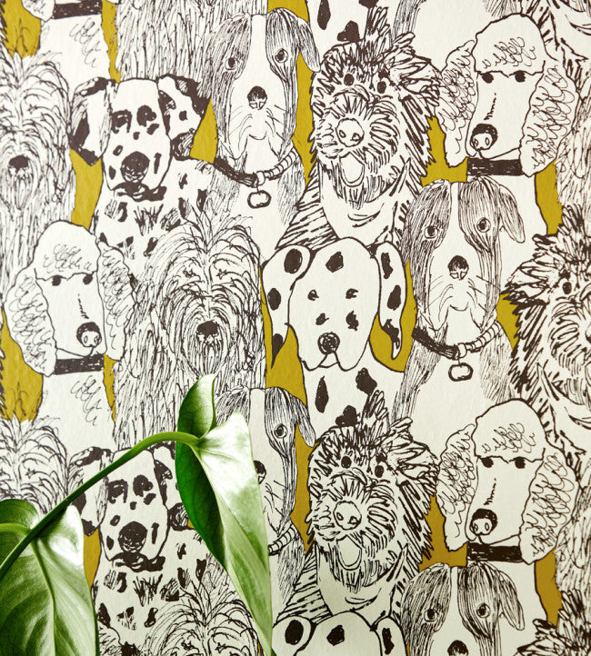 Doggy Day Care Wallpaper - Mustard - NHAW112945 - Scion