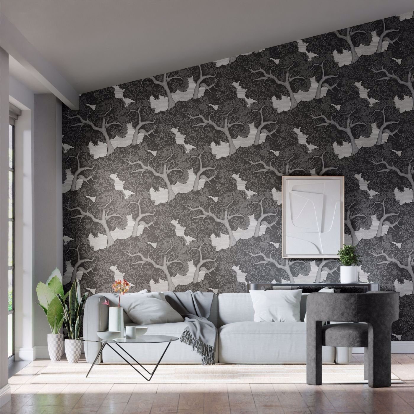 Eternal Oak Wallpaper - Ebony/First Light - HC4W113040 - Harlequin