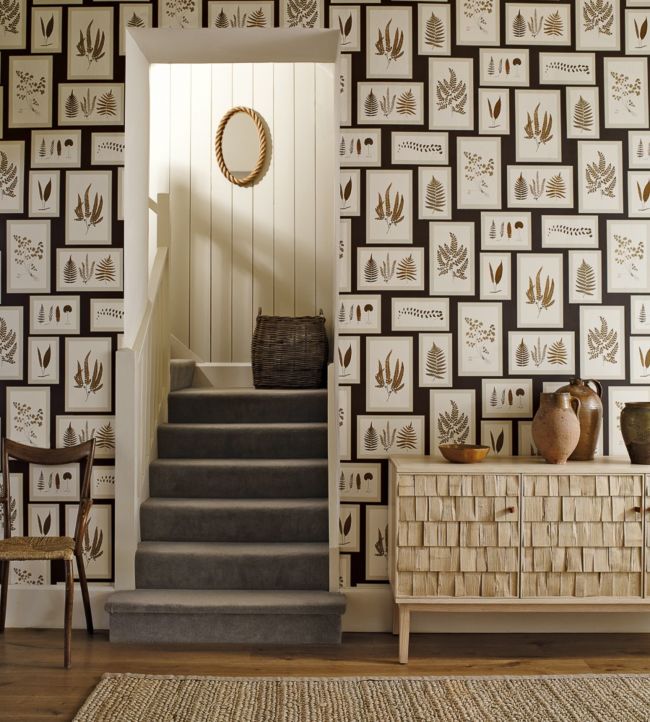 Fern Gallery Wallpaper - Charcoal/Spice - DWOW215713 - Sanderson