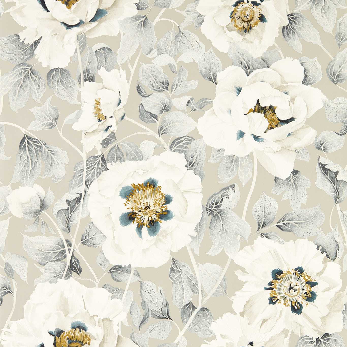 Florent Wallpaper - Stone/Tranquility/Slate - HC4W113017 - Harlequin