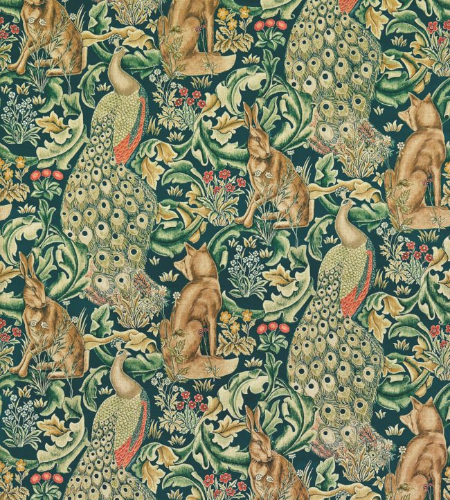 Forest Velvet Fabric - Azure - 222643 - Morris & Co