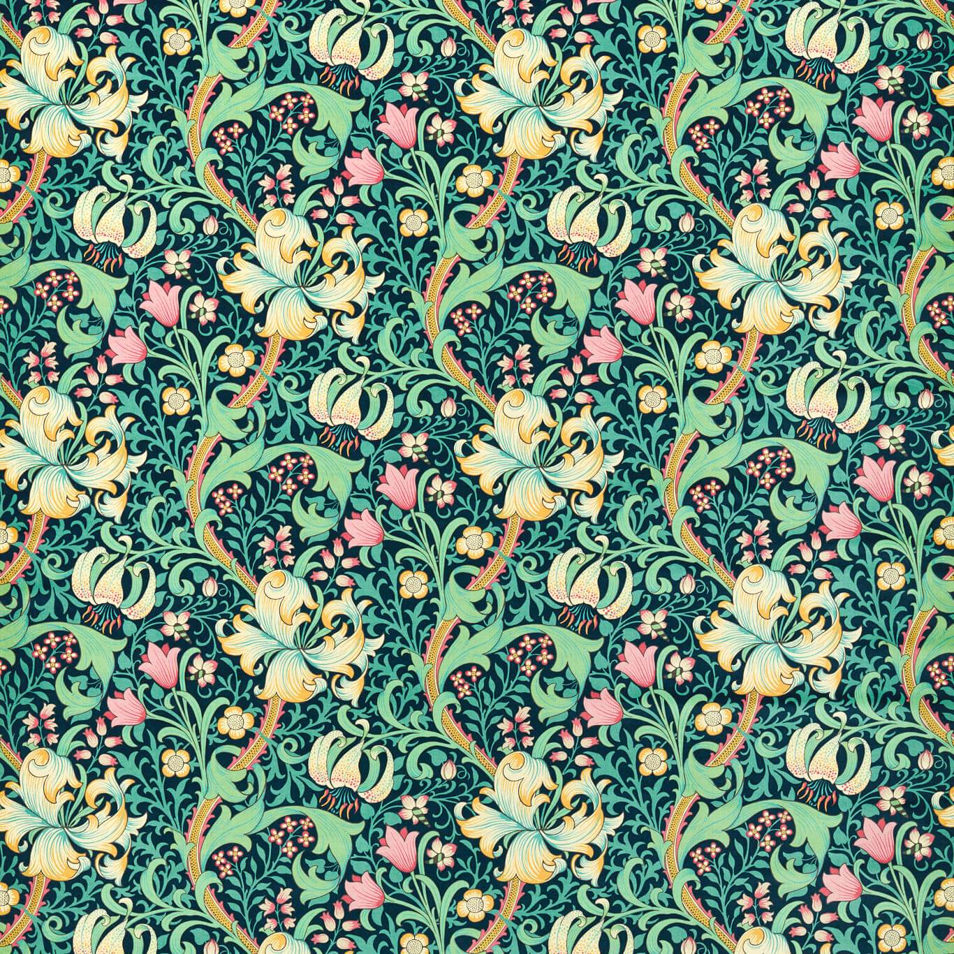 Golden Lily Fabric - Galactic Ink - 520004 - Morris & Co