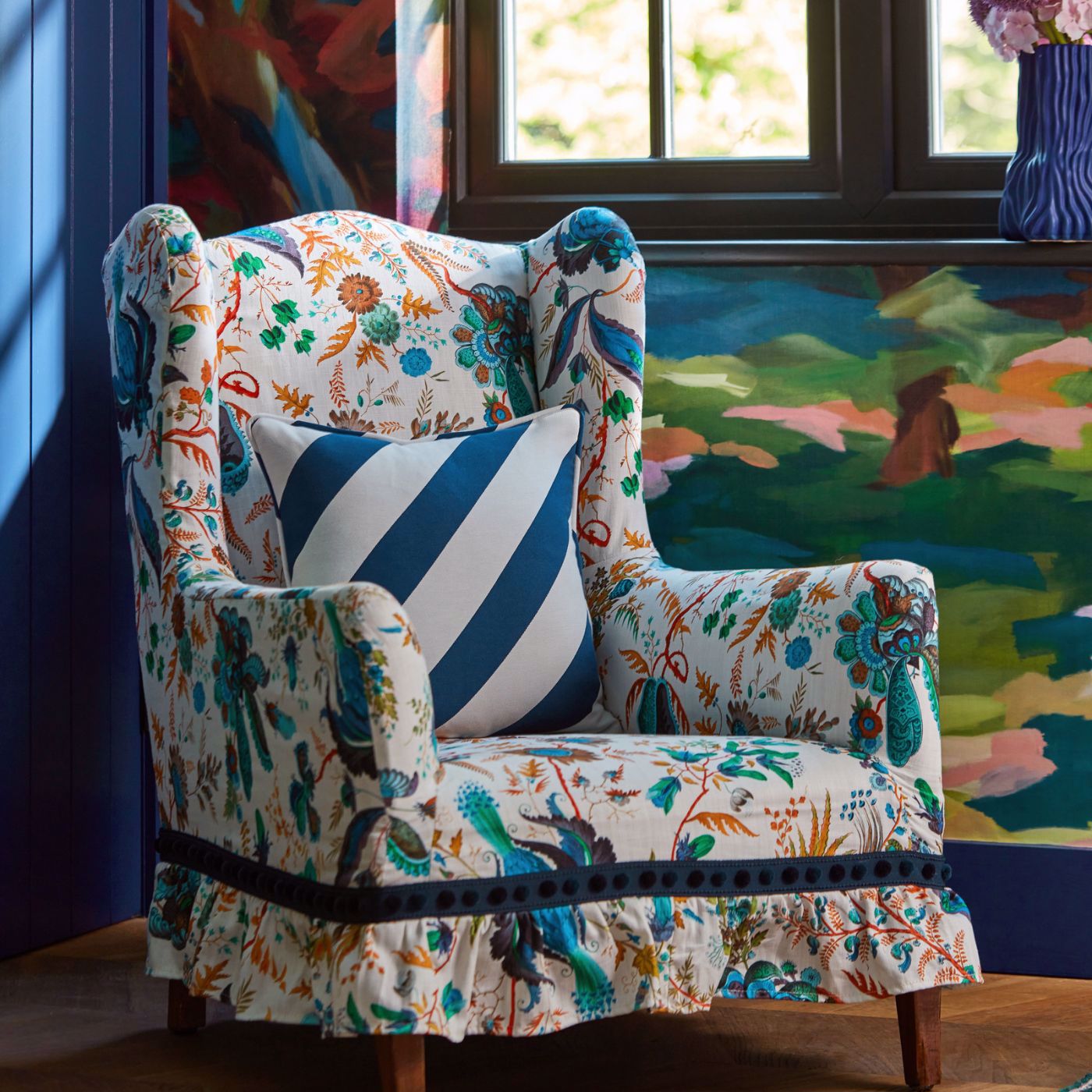 In The Woods Wallpaper - Sky/Emerald/Carnelian - HSRW113068 - Harlequin