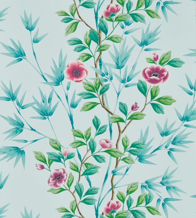 Lady Alford Wallpaper - Sky/Magenta - HDHW112901 - Harlequin