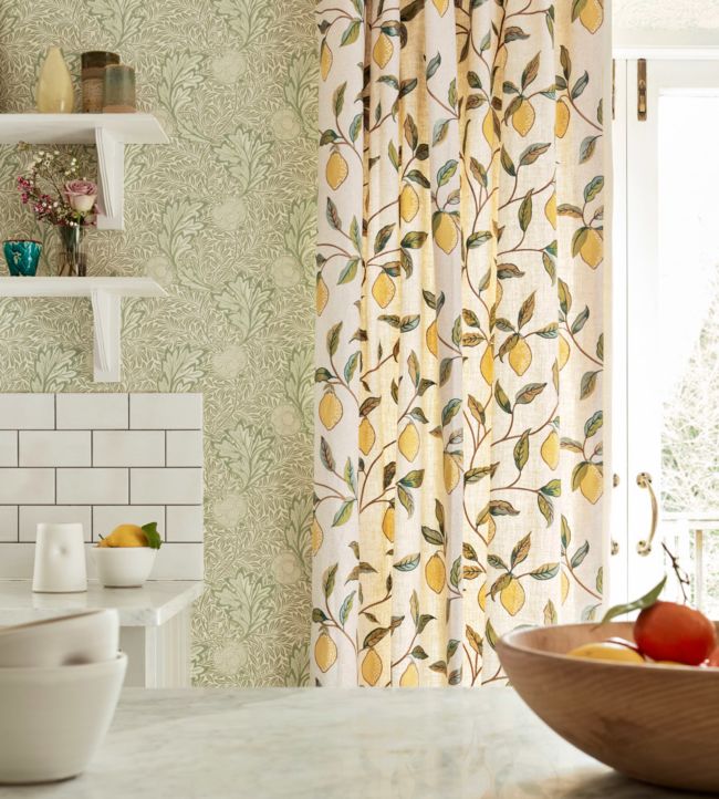 Lemon Tree Embroidery Fabric - Bayleaf/Lemon - 236823 - Morris & Co