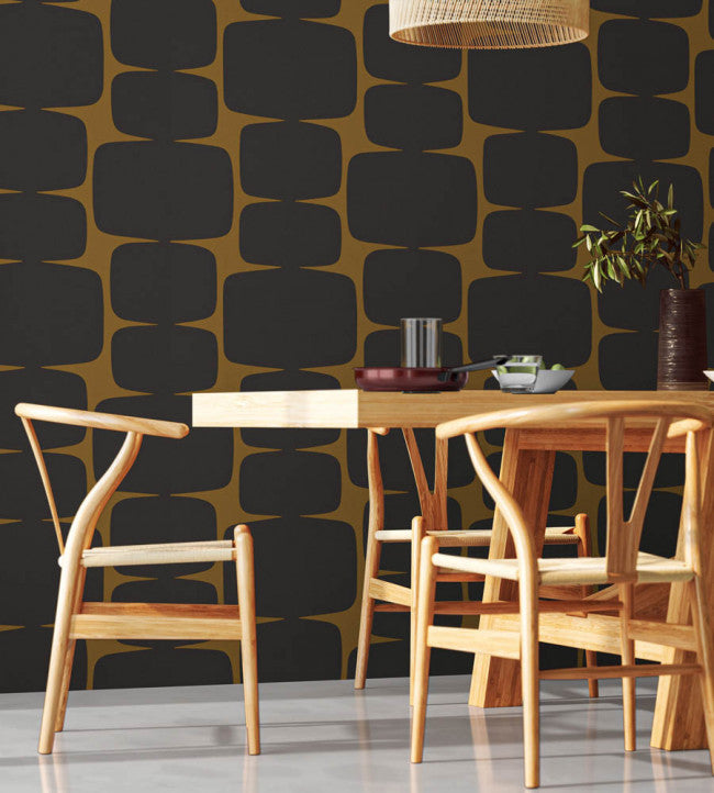 Lohko Wallpaper - Tumeric / Charcoal - NBIW113028 - Scion