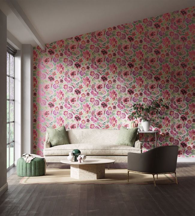 Marsha Wallpaper - Powder/Peony/Magenta - HDHW112902 - Harlequin