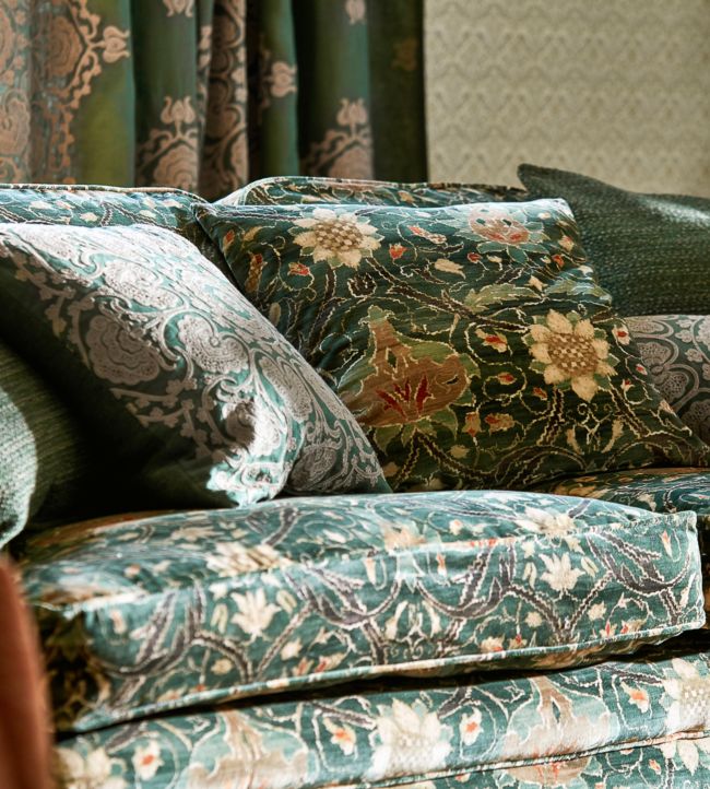 Montreal Velvet Fabric - Forest/Teal - 226391 - Morris & Co
