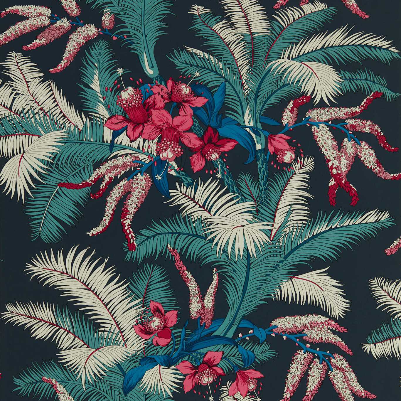 Palmetto Wallpaper - Black Cherry - 510033 - Morris & Co