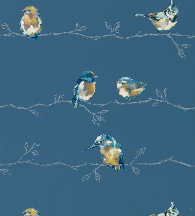 Persico Wallpaper - Turquoise/Navy - HSTO111487 - Harlequin