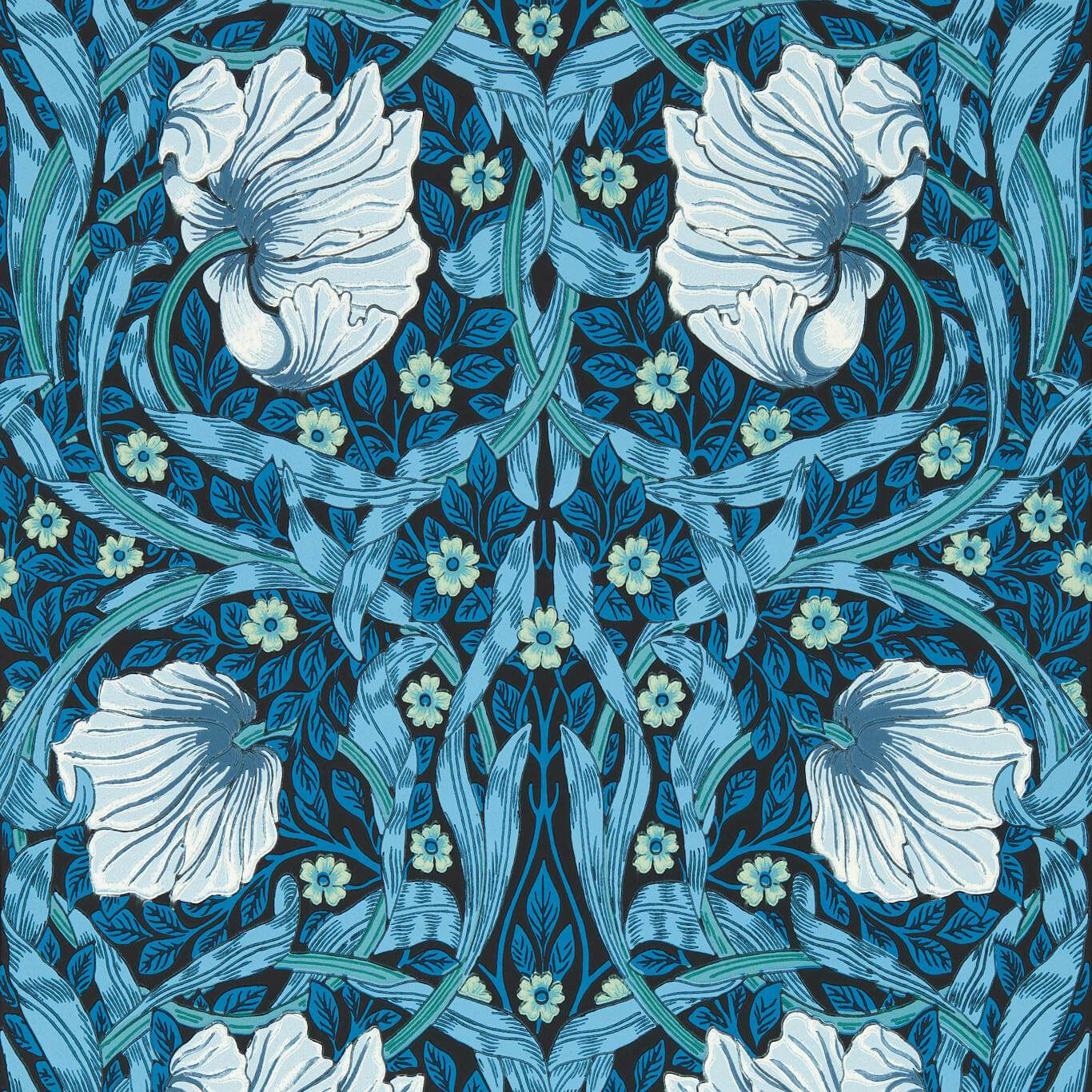 Pimpernel Wallpaper - Midnight/Opal - 217331 - Morris & Co