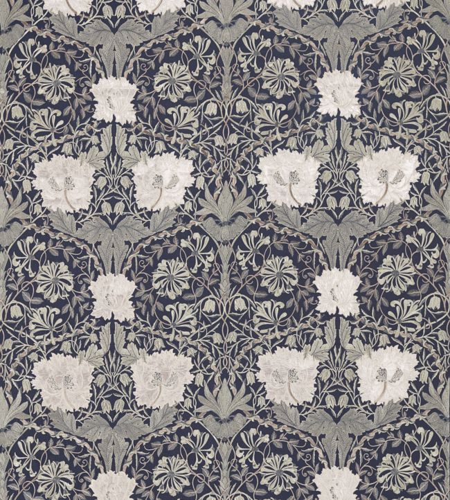 Pure Honeysuckle & Tulip Embroidery Fabric - Inky Purple - 236632 - Morris & Co