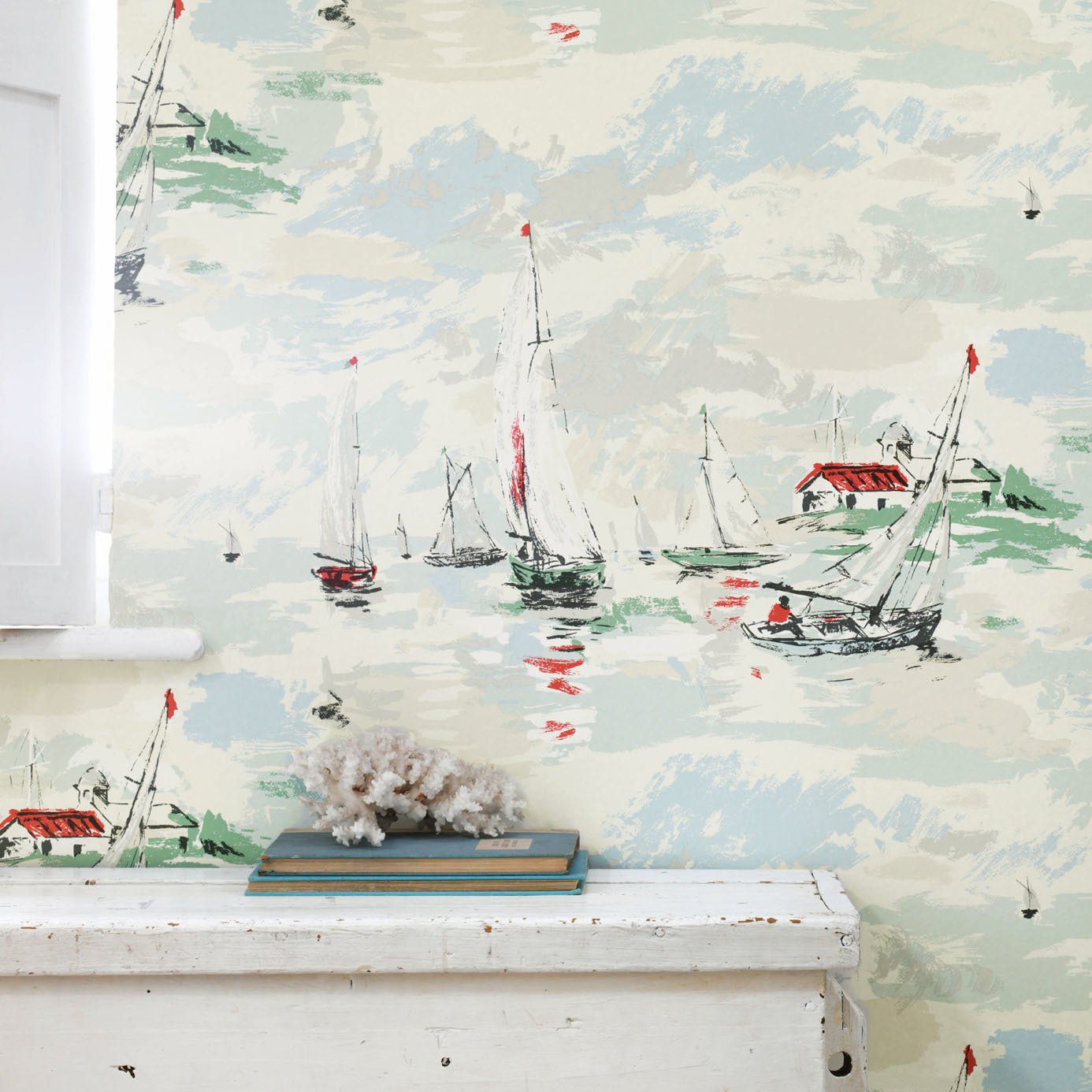 Sail Away Wallpaper - Sky Blue - DVIN214590 - Sanderson