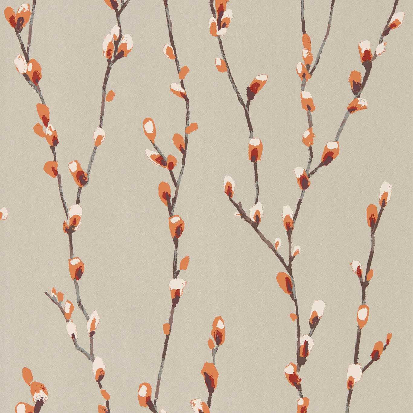 Salice Wallpaper - Tangerine/Gilver - HSTO111470 - Harlequin