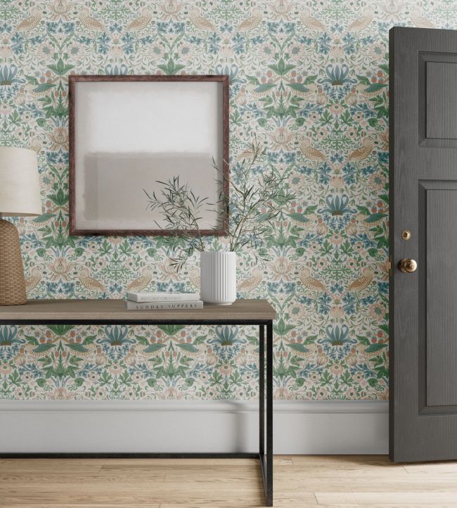 Simply Strawberry Thief Wallpaper - Cochineal Pink - 217061 - Morris & Co