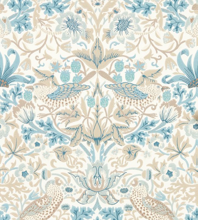 Simply Strawberry Thief Wallpaper - Slate/Vellum - 217060 - Morris & Co
