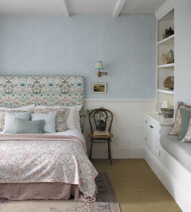 Strawberry Thief Fabric - Cochineal/Willow - 226918 - Morris & Co