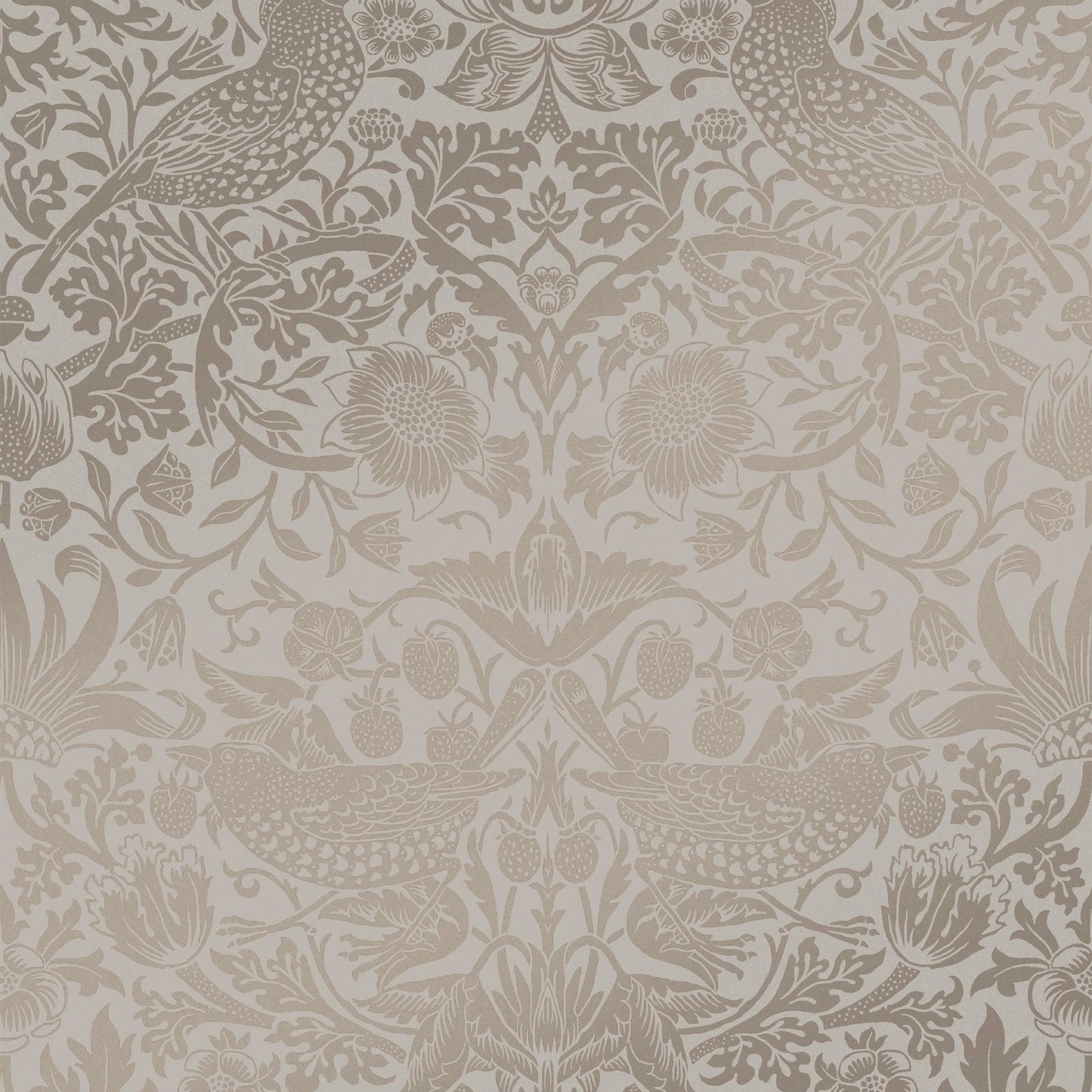 Strawberry Thief Fibrous Wallpaper - Neutral - 124238 - William Morris AH