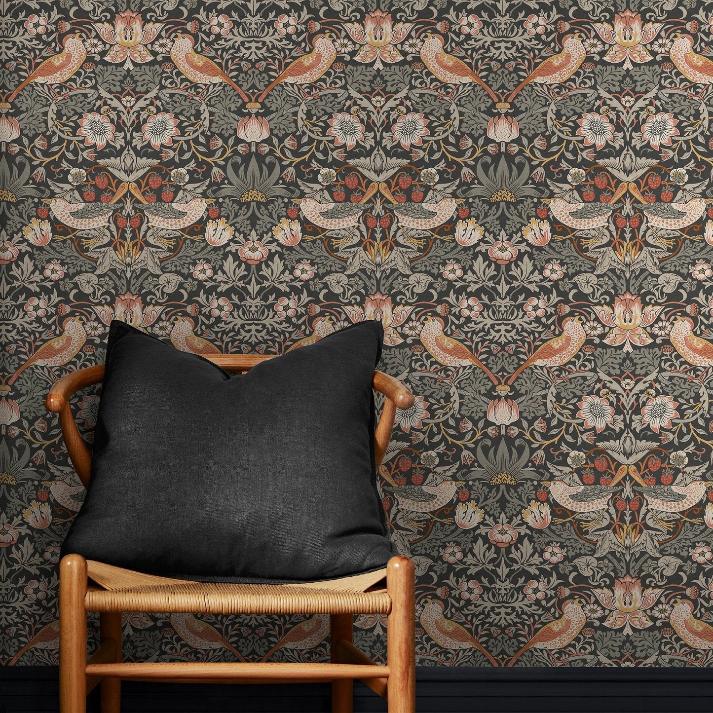 Strawberry Thief Wallpaper - Charcoal - 124230 - William Morris AH
