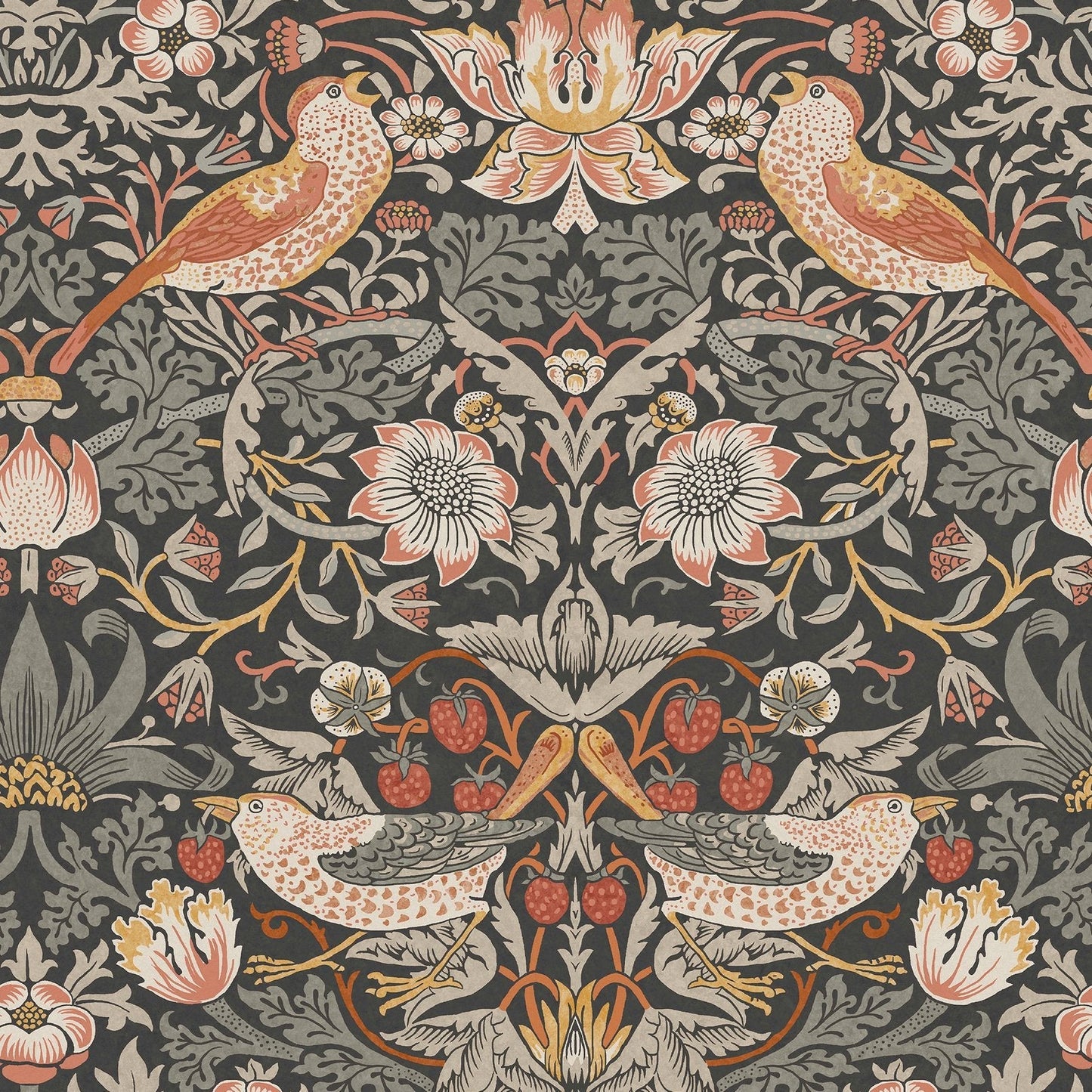 Strawberry Thief Wallpaper - Charcoal - 124230 - William Morris AH