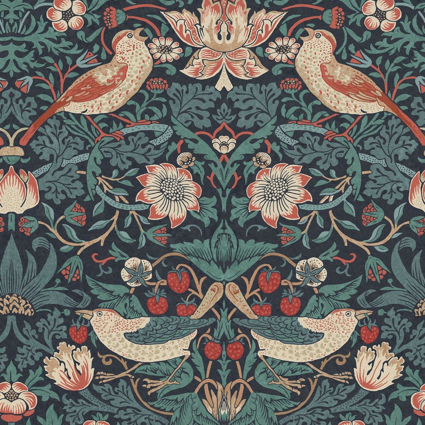 Strawberry Thief Wallpaper - Deep Blue - 124231 - William Morris AH
