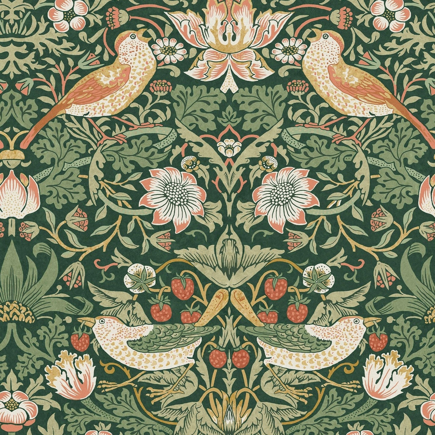 Strawberry Thief Wallpaper - Rich Green - 124234 - William Morris AH
