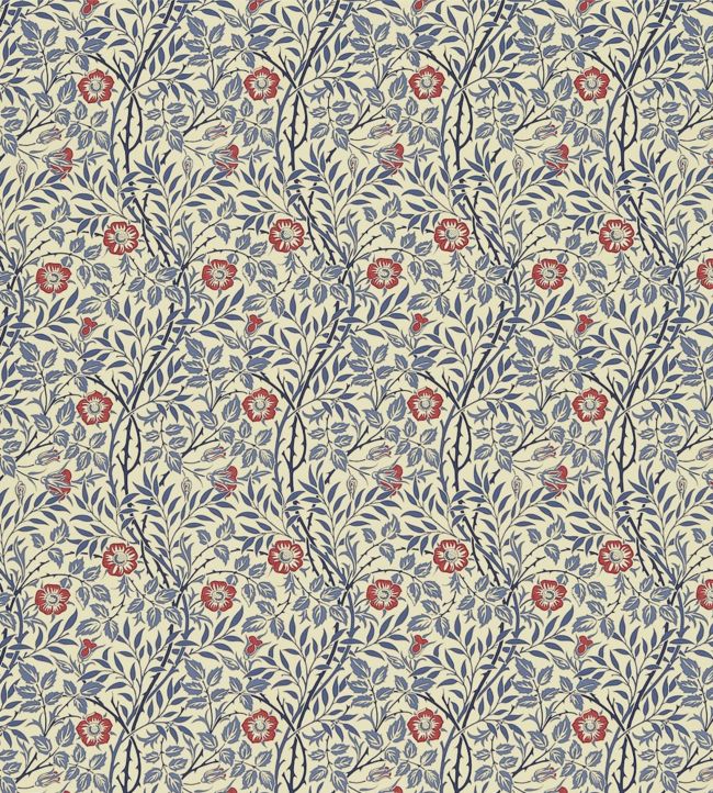 Sweet Briar Fabric - Indigo/Red - DMC130202 - Morris & Co