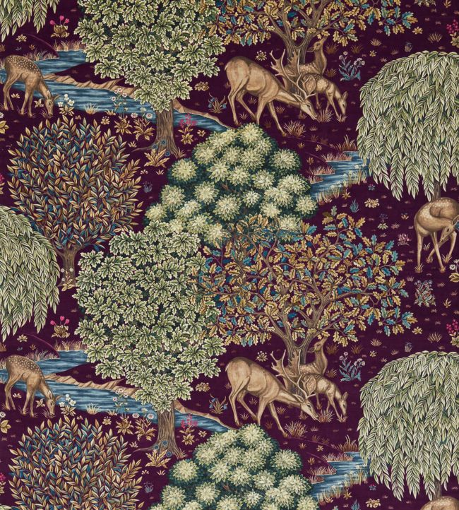 The Brook Velvet Fabric - Tapestry Red - DCMF226699 - Morris & Co