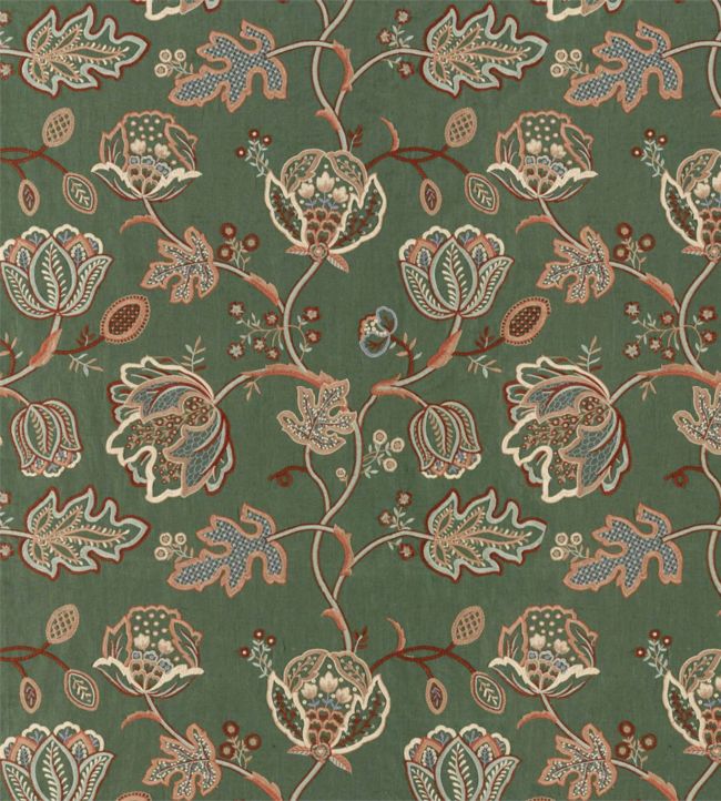 Theodosia Embroidery Fabric - Bottle Green - 236821 - Morris & Co