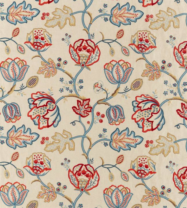Theodosia Embroidery Fabric - Wine/Indigo - 236822 - Morris & Co