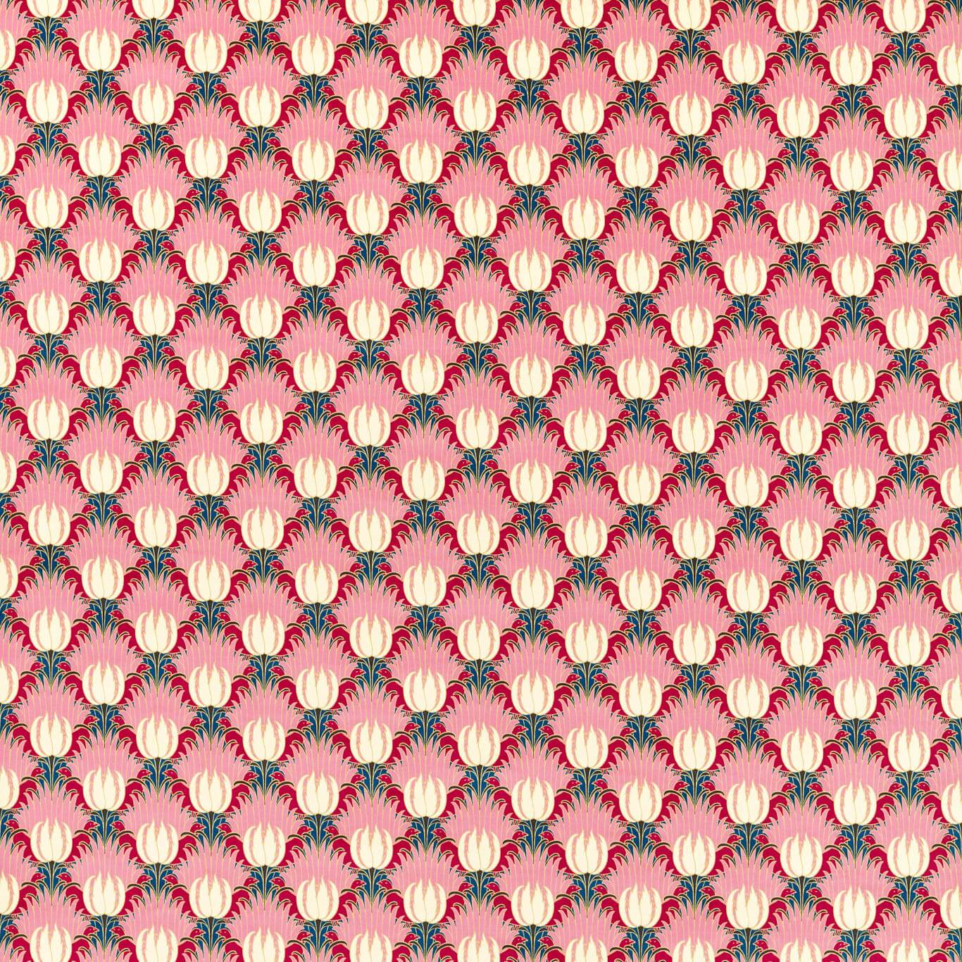 Tulip & Bird Fabric - Amaranth & Blush - 520020 - Morris & Co