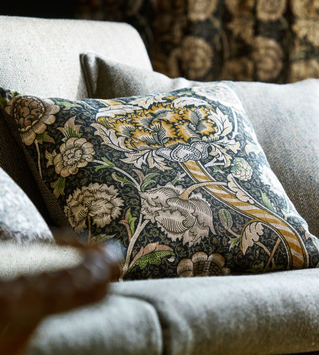 Wandle Fabric - Charcoal/Mustard - 226397 - Morris & Co