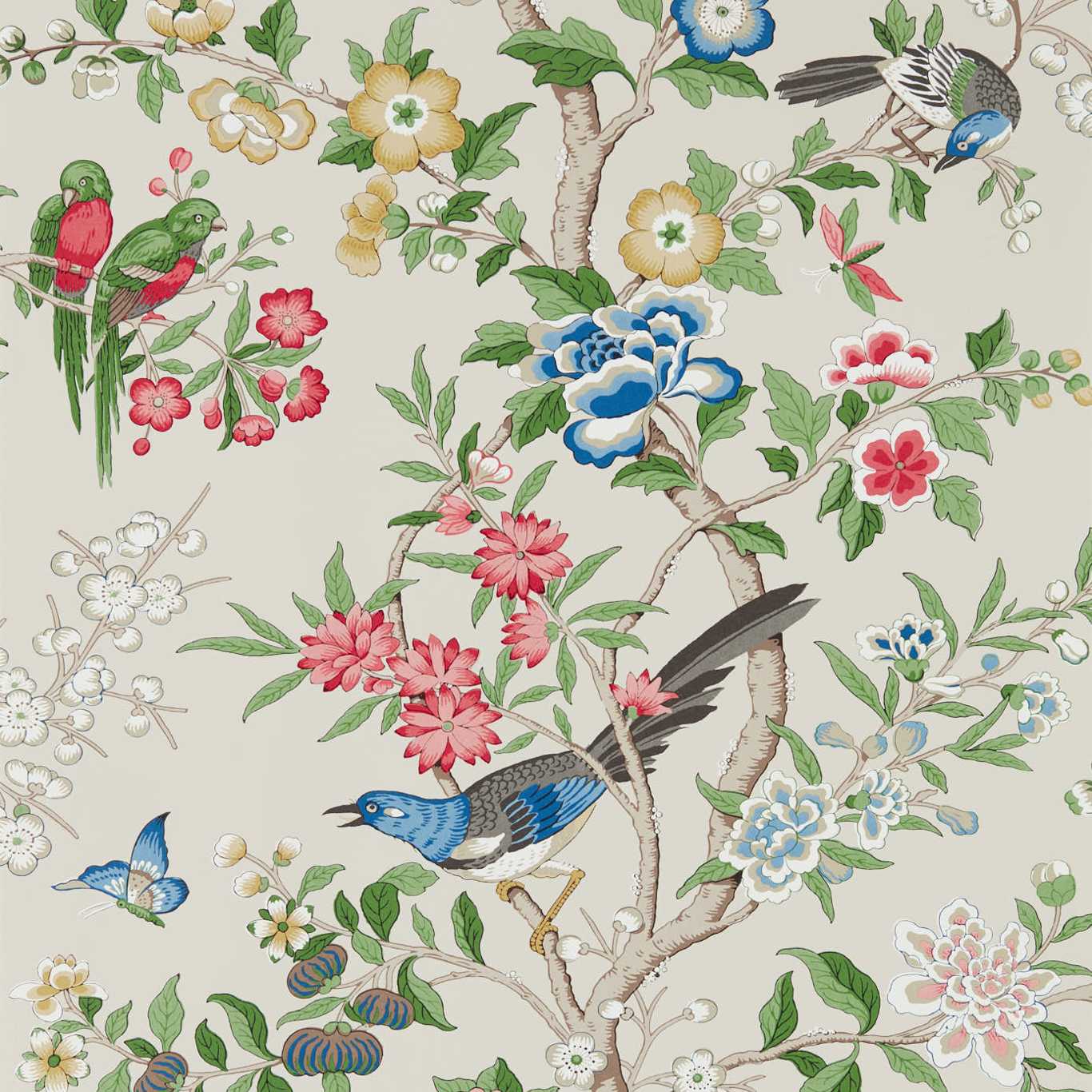 Chinoiserie Hall Wallpaper - Dawn Blue/Persimmon - DWAW217112 - Sanderson