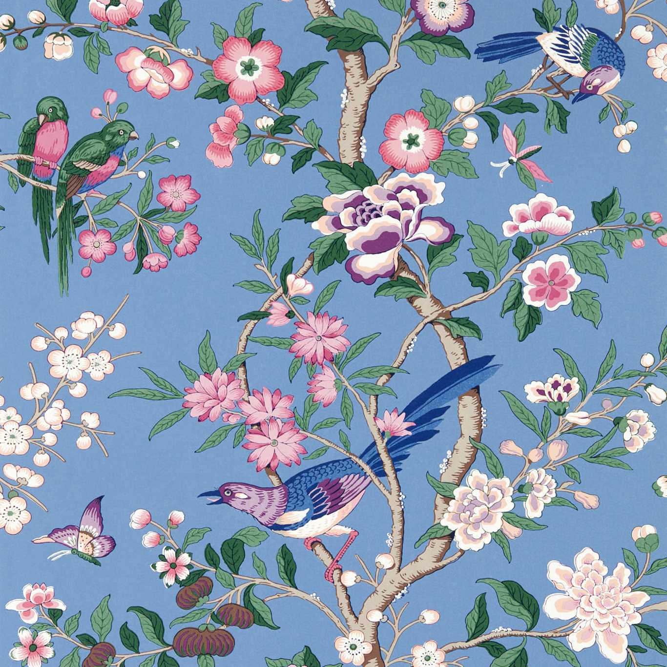 Chinoiserie Hall Wallpaper - Chinese Green/Lotus Pink - DWAW217110 - Sanderson