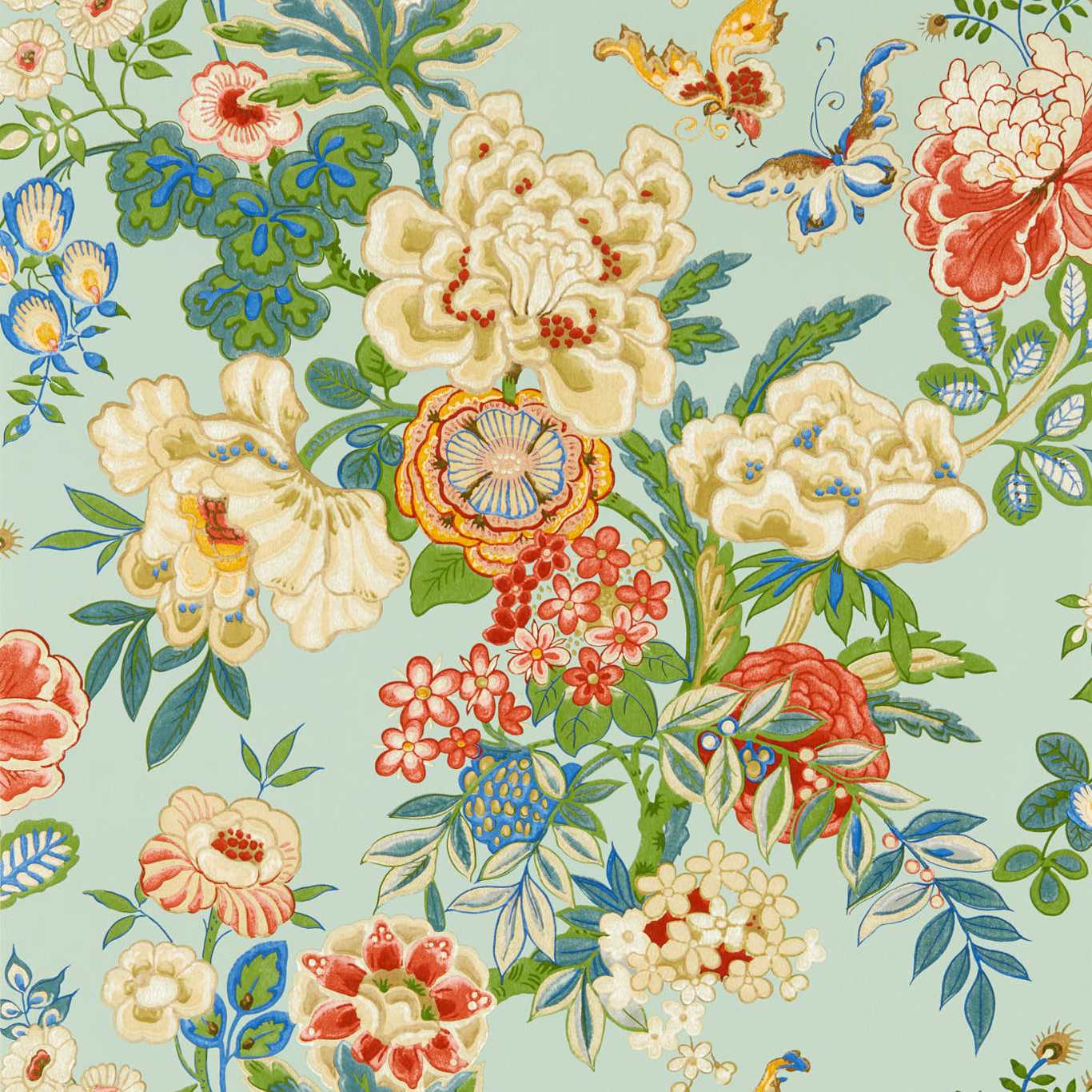 Emperor Peony Wallpaper - Midnight/Apricot - DWAW217120 - Sanderson