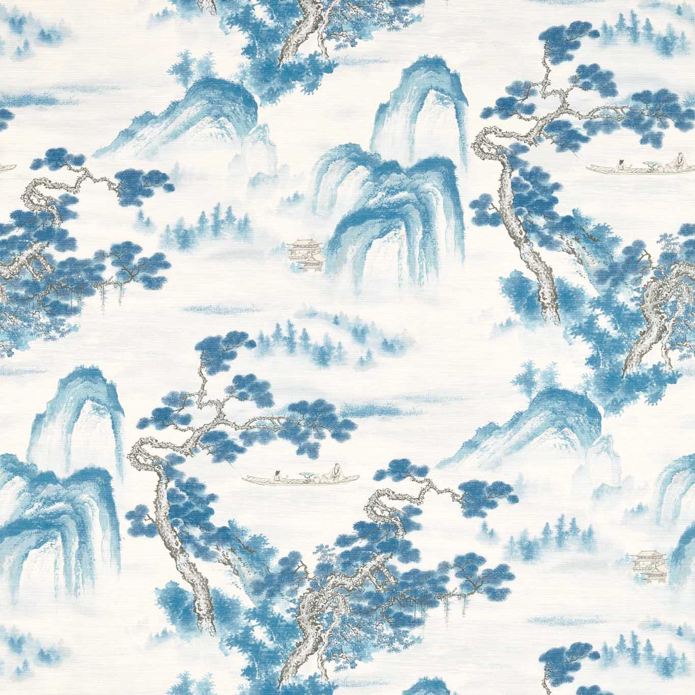 Floating Mountains Wallpaper - Indigo - ZHIW312984 - Zoffany - Morris Wallpaper