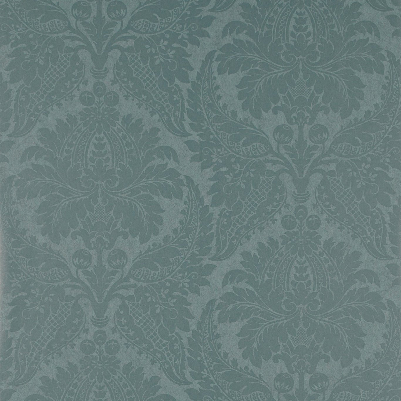 Malmaison Damask Wallpaper - Teal - ZCON311998 - Zoffany - Morris Wallpaper