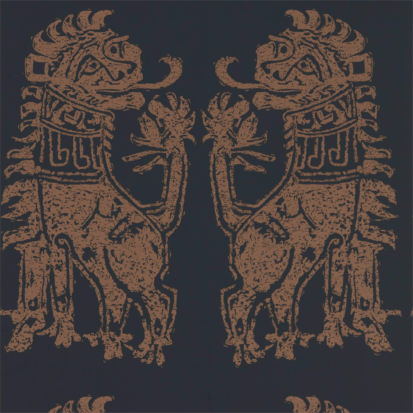 Sicilian Lion Wallpaper - Cinnabar/Bronze - ZPLW312978 - Zoffany - Morris Wallpaper