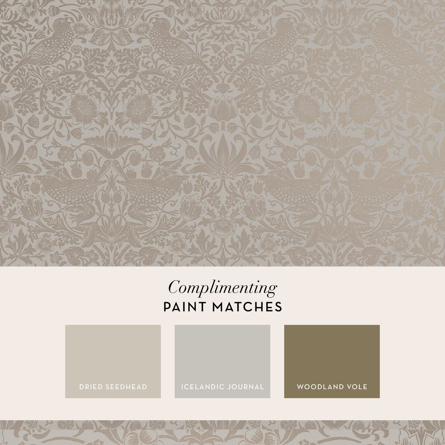 Strawberry Thief Fibrous Wallpaper - Neutral - 124238 - William Morris AH - Premier Wallcovering