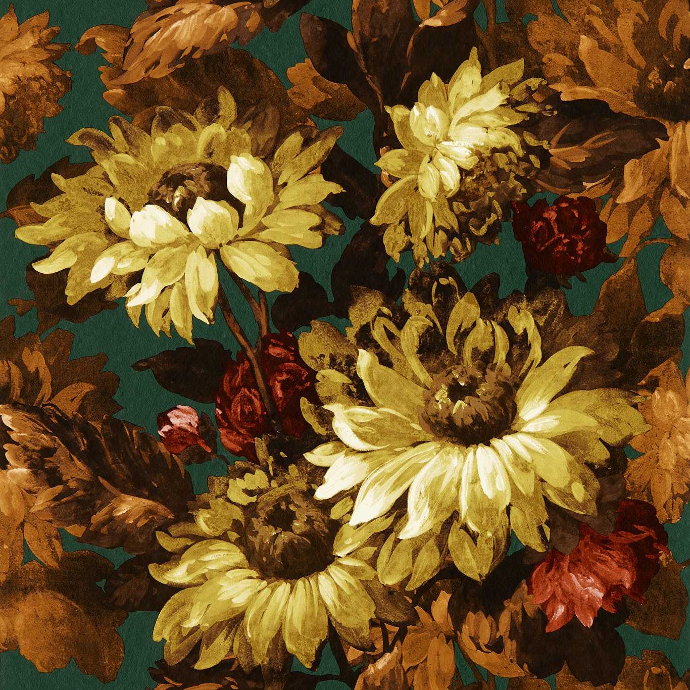 Sunforest Wallpaper - Gilver/Denim - Clarke & Clarke - W0162/02 - Premier Wallcovering