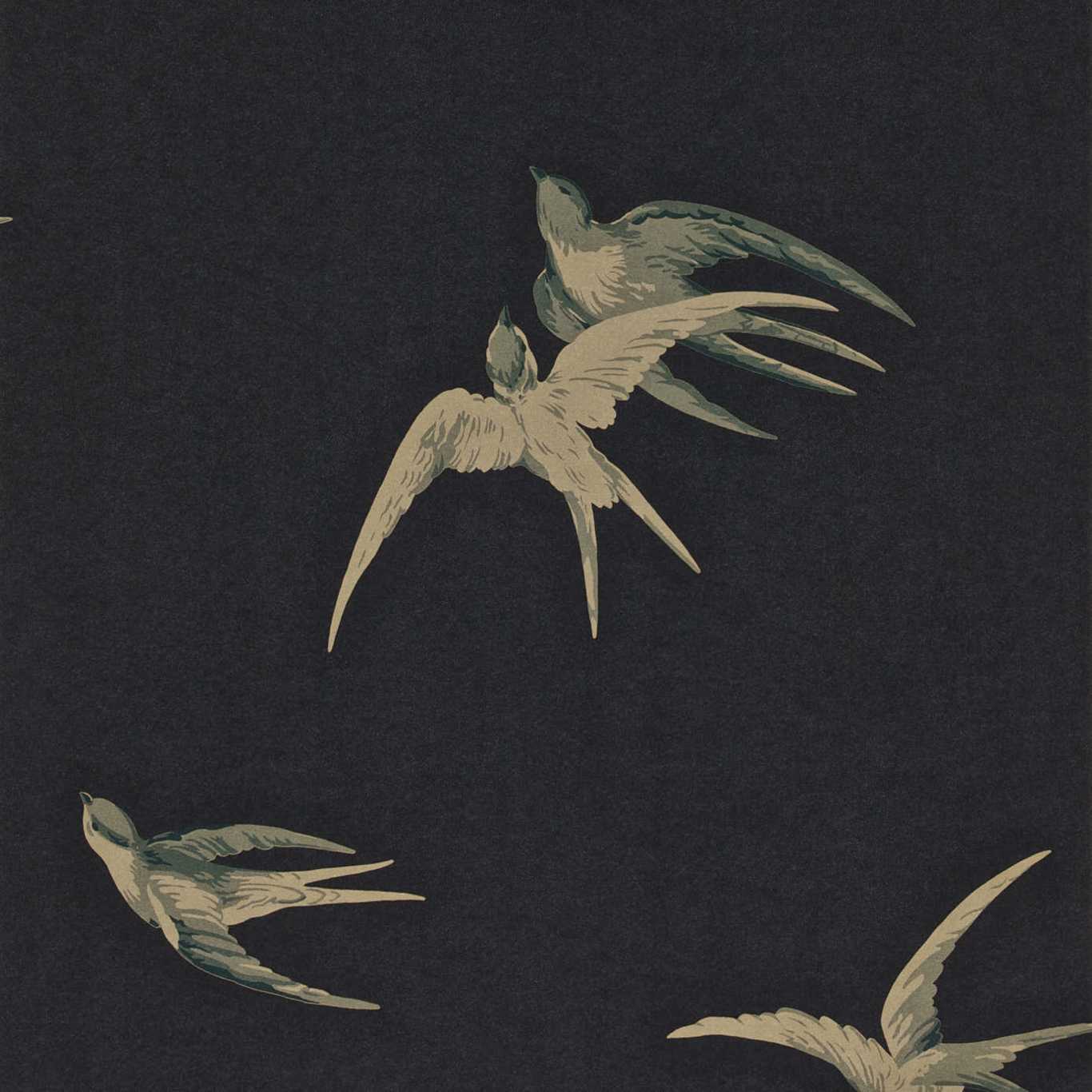 Swallows Wallpaper - Black - DVIWSW105 - Sanderson