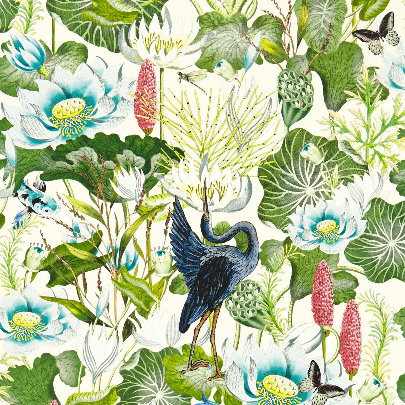 Waterlily Wallpaper - Ivory - Clarke & Clarke - W0137/03 - Premier Wallcovering
