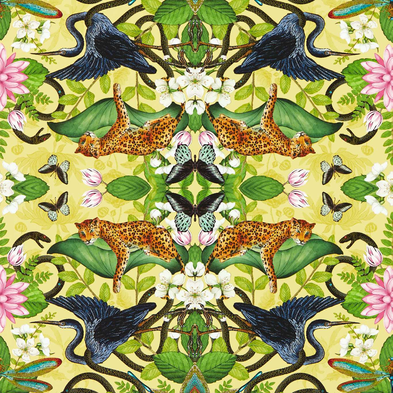 Wonderlust Tea Story Wallpaper - Citron - Clarke & Clarke - W0136/01 - Premier Wallcovering
